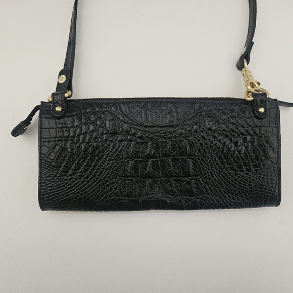 Brahmin Rory Black Crocodile Embossed Leather Clutch - Picture 2 of 6